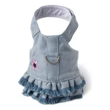 Vestido Del Arnés Del Perro Con Doggles Jean Fringe, Azul, E