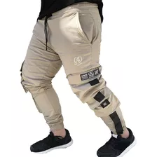 Calça Jogger Masculina Bege Flow Techwear Plus Size