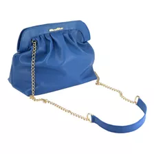 Bolsa Oliver Mour Couro Legitimo Com Alça De Corrente Cor Azul