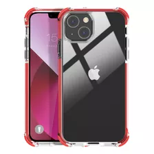 Funda Mateprox P/iPhone 13 6.1in/shockproof Bumper/clear+red