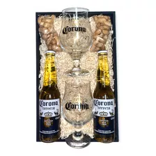 Set Cerveza Corona Porron X2 + Copas + Maní - Villa Devoto