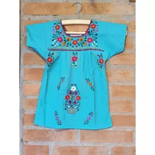 Vestido Mexicano Infantil T6 Bordado A Mão Original