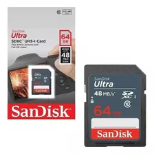 Cartão Sandisk Sdxc Ultra 48mb/s Classe 10 64gb Sd Original