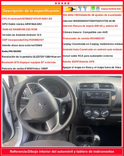 Auto Radio Estreo Android Gps Para Mitsubishi Mirage 16-21 Foto 5