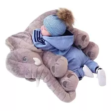 Almofada Elefante Cinza Dormir Pelúcia 60cm Frete Grátis