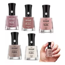 Kit 5 Esmaltes Diamond Gel Risque Atacado Tons Claros Cor Nude