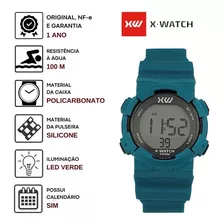 Relógio Pulso X-watch Esportivo Infantil Digital Prova Dágua Cor Xkppd105 - Azul Cor Do Fundo Lcd Positivo