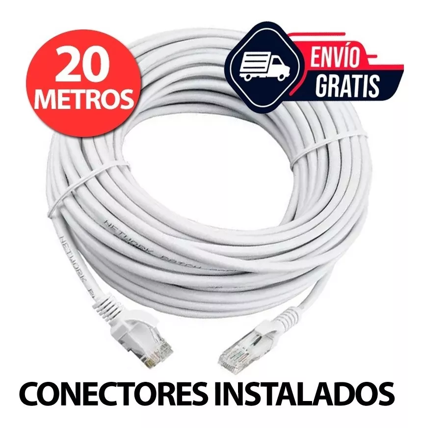 Cable Utp 20 Metros Cat5e Rj45 Cctv Red Internet