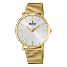 Reloj Festina F20476/1 Chapado Mujer Color De La Correa Dorado