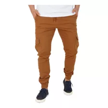 Calça Jeans Masculina Jogger Cargo Bolso Lateral Com Punho