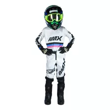 Conjunto Motocross Infantil Branco E Preto