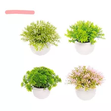 Kit 4 Vasos Com Plantas Flores Lindos Artificial Decorativas
