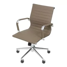 Cadeira De Escritório Or Design 3301 Baja Caramelo Com Estofado De Couro Sintético