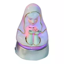 Porcelana Virgen María Rosa Mística Base Luz 