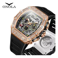 Relojes Mecánicos Onola Luxury Diamond Para Hombre Color Del Bisel Rose Black