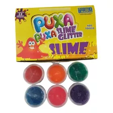 Kit 6 Slime Colorido Glitter Massinha Puxa Puxa 200g
