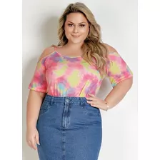 Blusa Tie Dye Com Alças Finas Plus Size