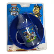 Set X2 Paw Patrol Plato Playo + Vaso C/ Tapa Y Sorbete