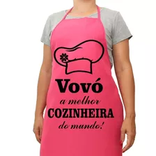 Avental De Cozinha Amiga Mulher Rosa Vovó Melhor Cozinheira Cor Rosa-chiclete Desenho Do Tecido Oxford