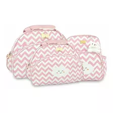 Kit De Bolsa Maternidade Chevron Nuvem Menina Menino