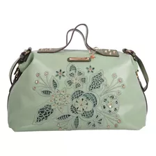 Bolsa Nicole Lee Con Doble Asa Y Corte Laser Ss22 Color Sage