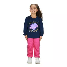 Conjunto Moletom Feminino Infantil Capuz/gola Careca 1 Ao 8