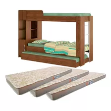 Beliche Cama Aux 3 Colchões Ditália Treliche Cm-15 Dmd Cz Cor Marrom