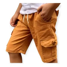 Pantalón Corto Bermuda Cargo Bengalina Elastizada De Niños