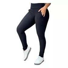 Calça Legging Montaria Flanelada Cintura Alta C/ Bolso 