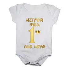 Body De Bebê Meu Primeiro Ano Novo Personalizado Nome Menino