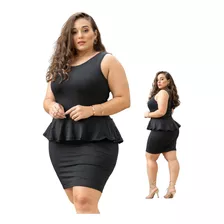 Vestido Peplum Plus Size Tamanhos Grandes