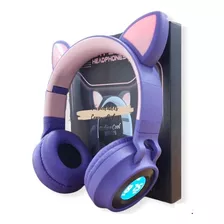 Audifono Diadema Gato Pantalla Bluethooth Fm Micro Sd Rgb