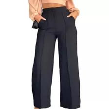 Calça Alfaiataria Feminina Pantalona Cós Largo Cintura Alta