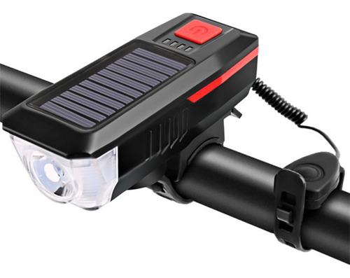 Luz Delantera Bicicleta Bocina Y Alarma Recargable Usb Solar