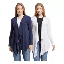 Kit 2 Cardigan De Bico Feminino Slim Manga Longa Plus Size