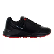 Whats Up Tenis Urbano Negro Con Rojo Para Hombre 80156