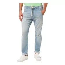 Calça Calvin Klein Jeans Stretch Cós Off-white Azul Clara