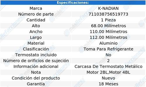 Toma Agua Aluminio 2 Mercury Commuter V8 6.4l 68 K-nadian Foto 3