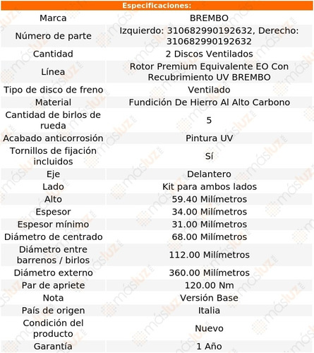 2 Discos Ventilados Del Audi A8 Quattro 10 Brembo Foto 2