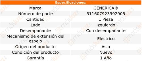 1- Espejo Izquierdo Elect Sportage 2017/2021 Genrica Foto 2