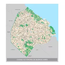 Mapa Lona Caba Ciudad De Buenos Aires 110 X 122cm Con Calles