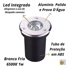 Balizador De Solo Led 1w 3000k Bivolt - 24 Horas Cor Da Estrutura Preto - Branco Quente Cor Da Cúpula Cinza Claro