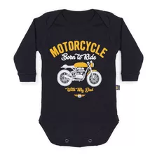 Roupa De Bebê Moto Com Papai Preta