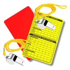 Apito Metal Cordão Cartão Vermelho Amarelo Kit Arbitro Juiz