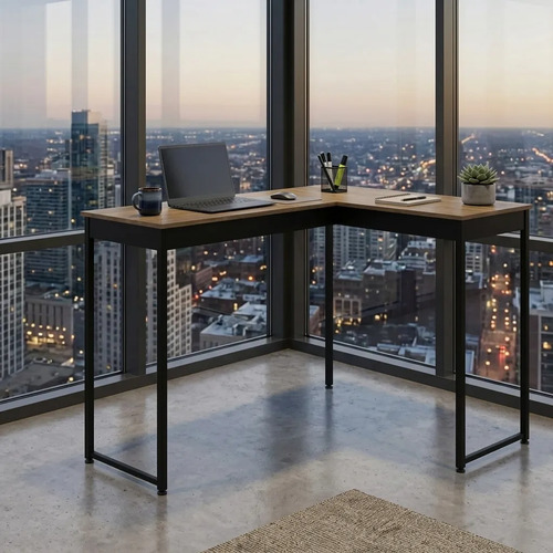 Mesa Home Office Cor Mel Design Elegante Mel E Preto