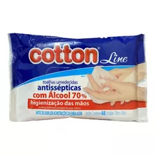  Toalhas Umedecidas Anticépticas C Álcool 70% Cotton 48 Unid