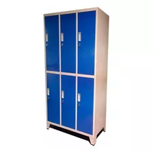 Guardarropas Locker Prontometal 6 Puertas Medianas Metálico Color Gris/azul