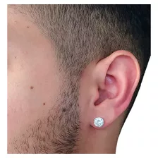 Brinco Masculino De Prata Pura 925 Diamante Sintético 8mm+nf