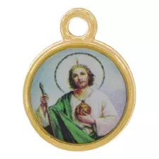 Medalla Redonda De San Judas 12 Mm Dorada Bisuteria 50 Pzs