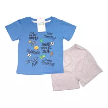 Conjunto Bebe Remera Short Nene Varon Futbol Gol Frases